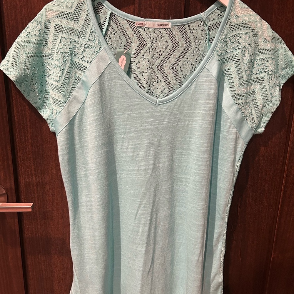 Maurices Light Blue Lace Top